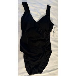 Instant Figure Black Side Wrap One Piece Swimsuit Size 8 NEW